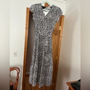 Floral black and white dress